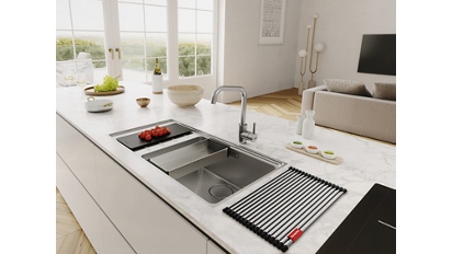 Lavello da cucina in acciaio inox a una vasca e mezza con scolapiatti  100x50 cm Franke - Habitium®