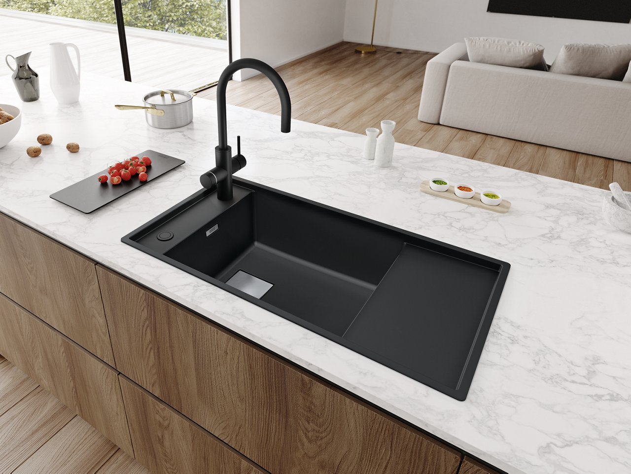 Franke Fragranite sink with Mythos Water Hub. 