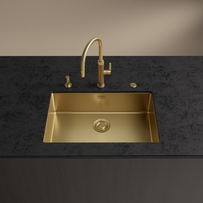 Kubus KBK 110-60 1.5 bowl ceramic undermount sink in Gloss White