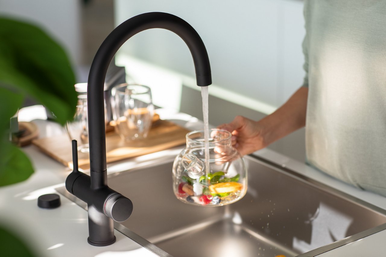 Our electronic 3-in-1 Maris Water Hub can be transformed into a 4-in-1 tap with our optional filtration kit so it can provide cold filtered water in addition to hot, cold and instant boiling water