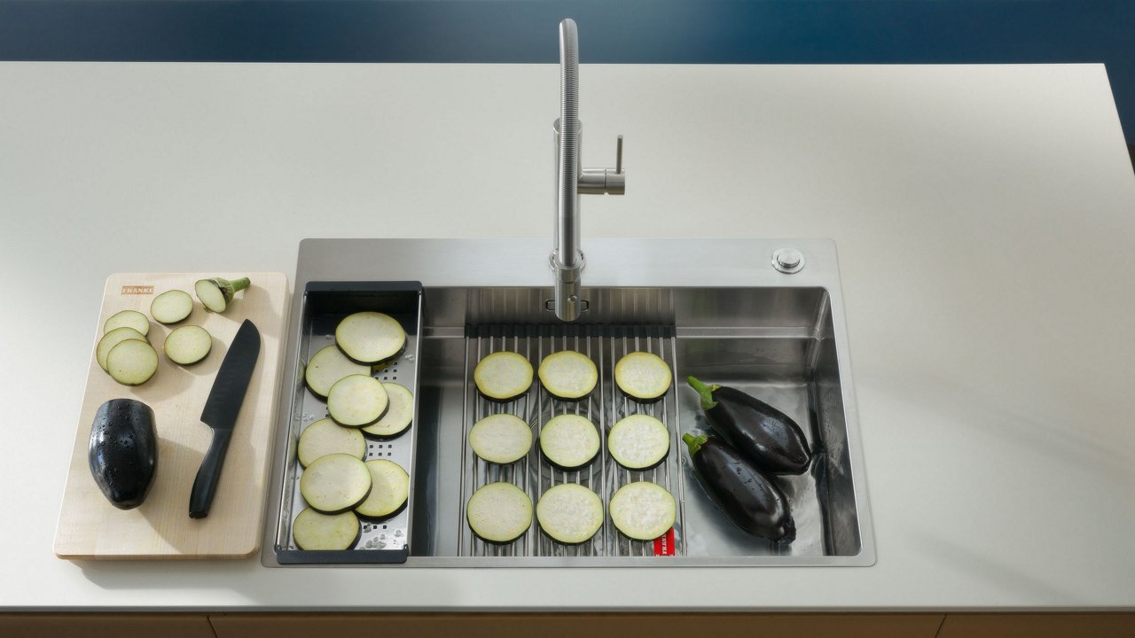 Franke steel kitchen sink and tap