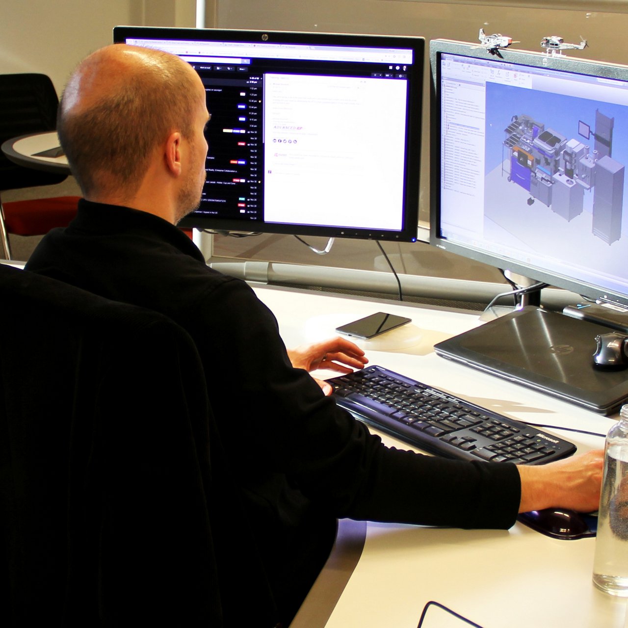 A Franke design engineer prepares a CAD rendering of a fabrication design