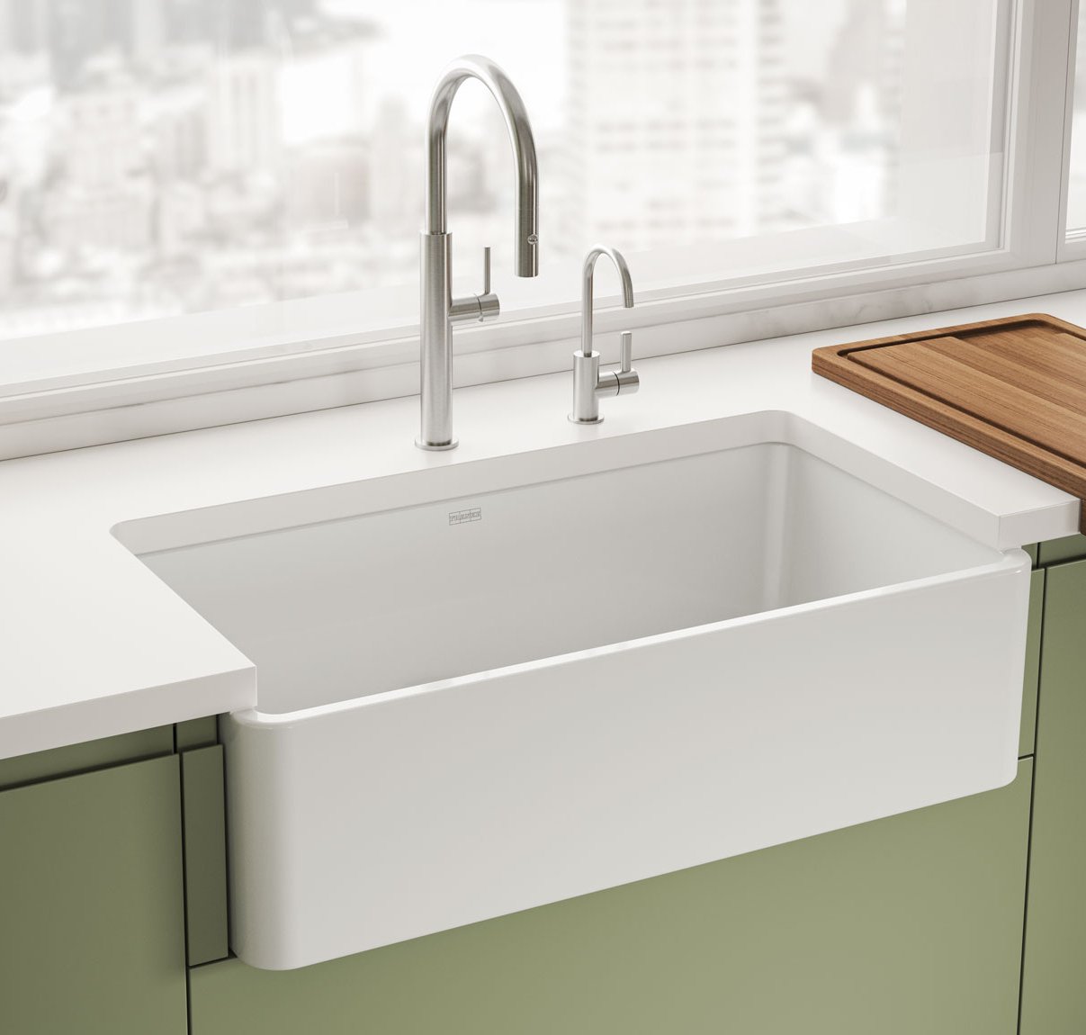 Franke Ceranova ceramic farm house kitchen sink in glossy white