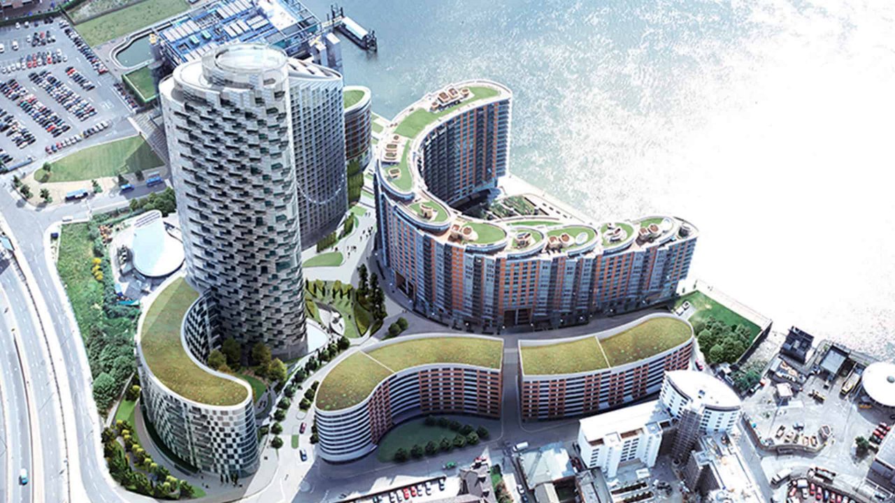 A building development viewed from the air