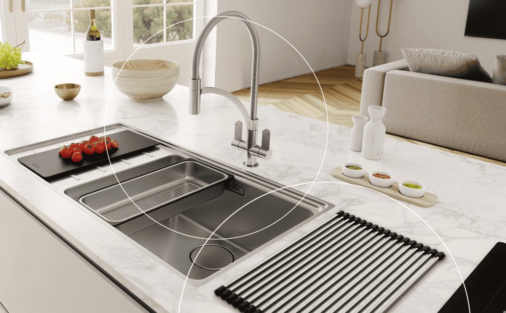 Franke stainless steel sink and tap