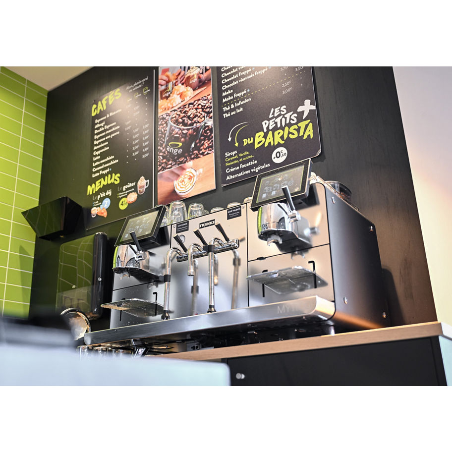 Franke Coffee Systems, Boulangerie Ange, Mytico Due coffee machine, board with menu