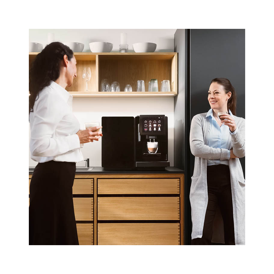 Franke Coffee Systems fully automatic coffee machine Franke A300 in office kitchen, two women