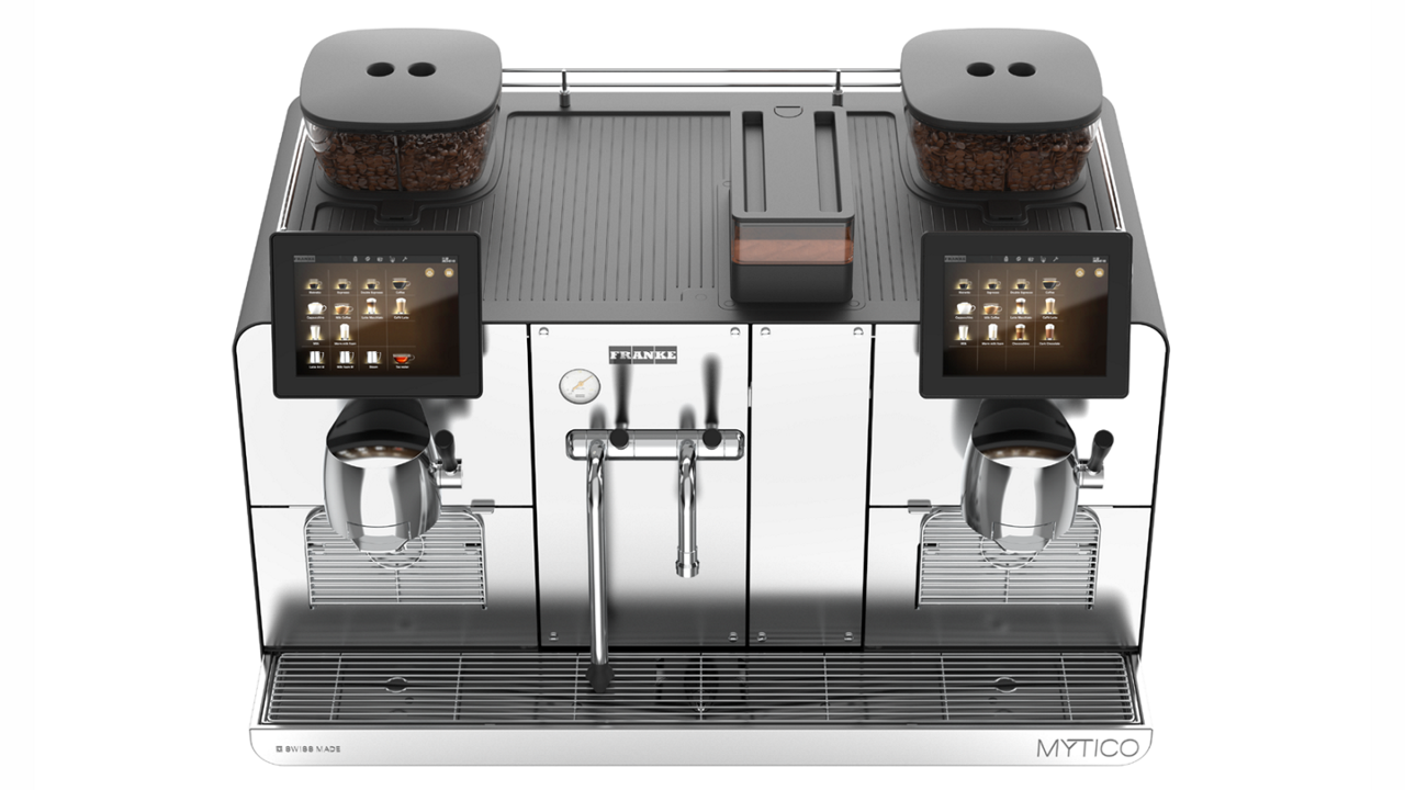 Franke Coffee Systems, Mytico Vario, BeyondTraditional, professional fully automatic coffee machine, hybrid coffee machine, top view, onyx color