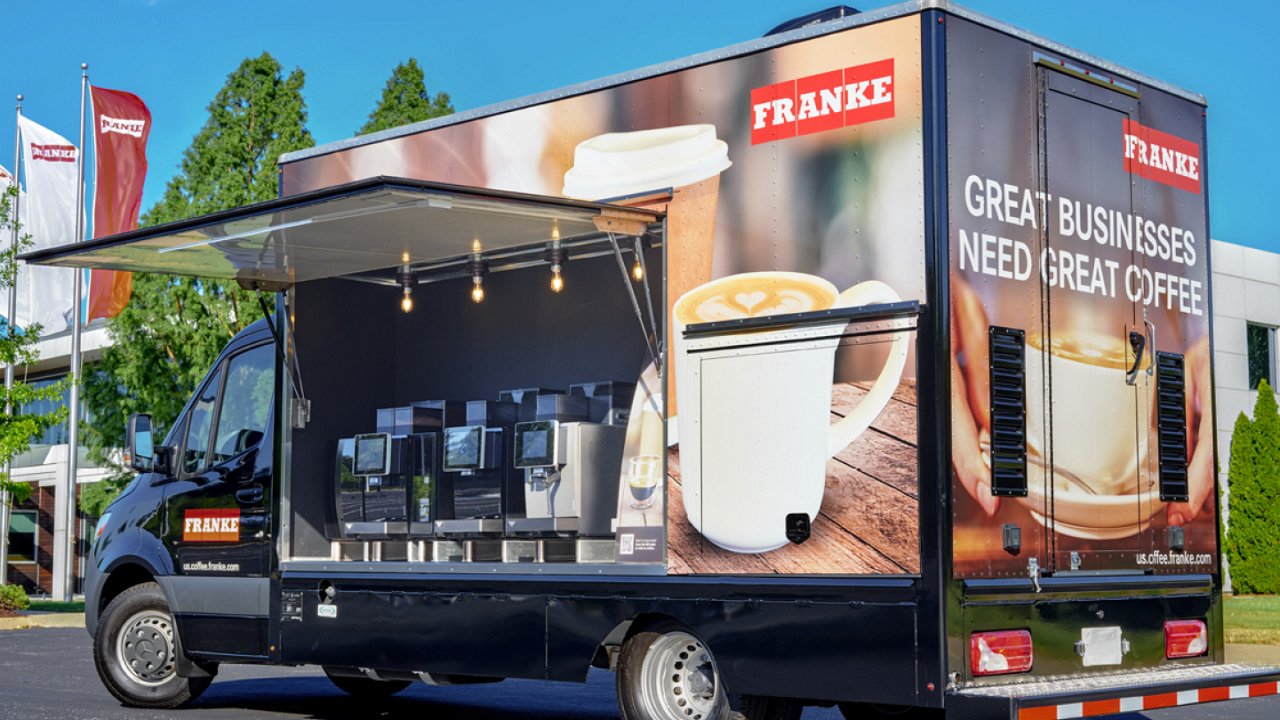 Franke Coffee Systems Roadshow Van USA, Coffee Machine Roadshow United States of America, coffee machines in a branded van