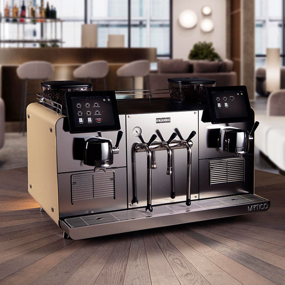 Franke Coffee Systems, Mytico, BeyondTraditional fully automatic and hybrid coffee machine, sand color, office environment