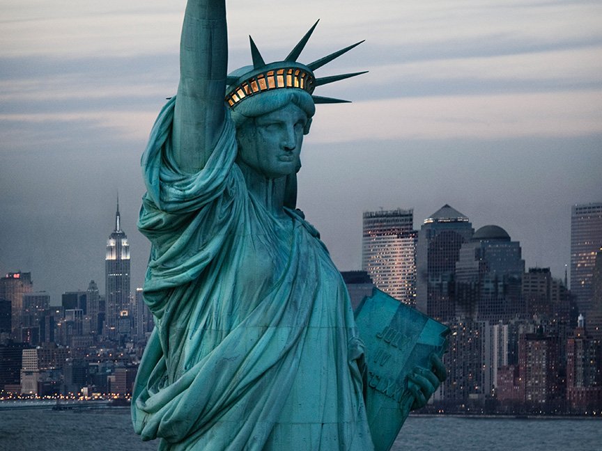 New York skyline with statue of liberty