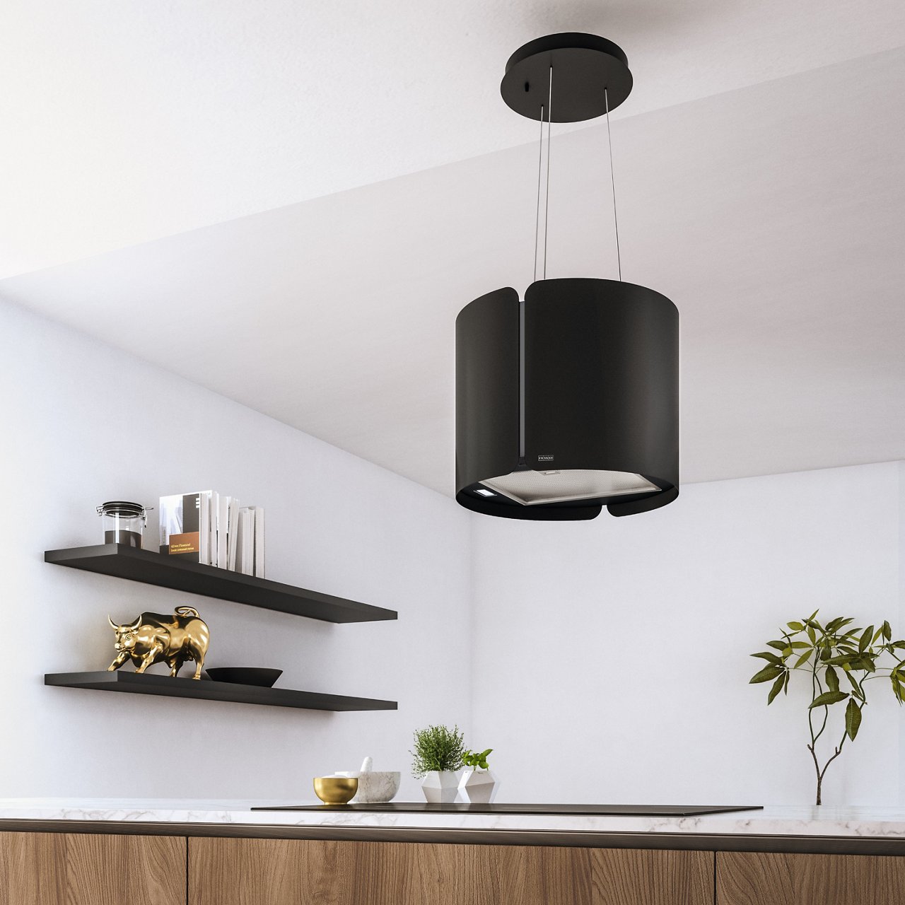 Franke’s Smart Suspended island cooker hood, available in a choice of Black or White, combines a distinctive design, akin to a contemporary light fitting.