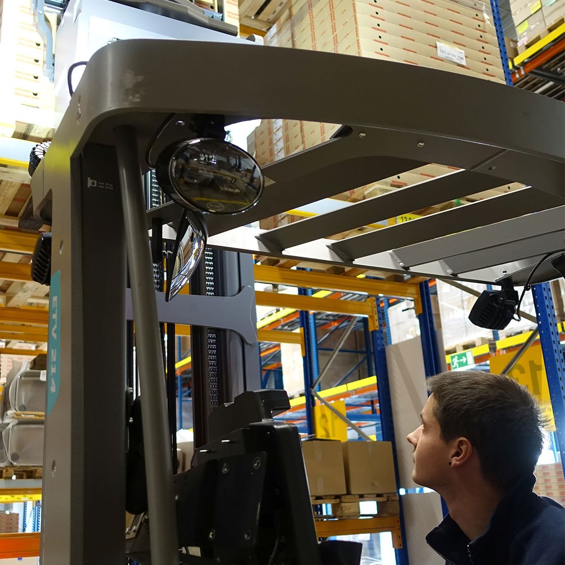 young person on a forklift truck