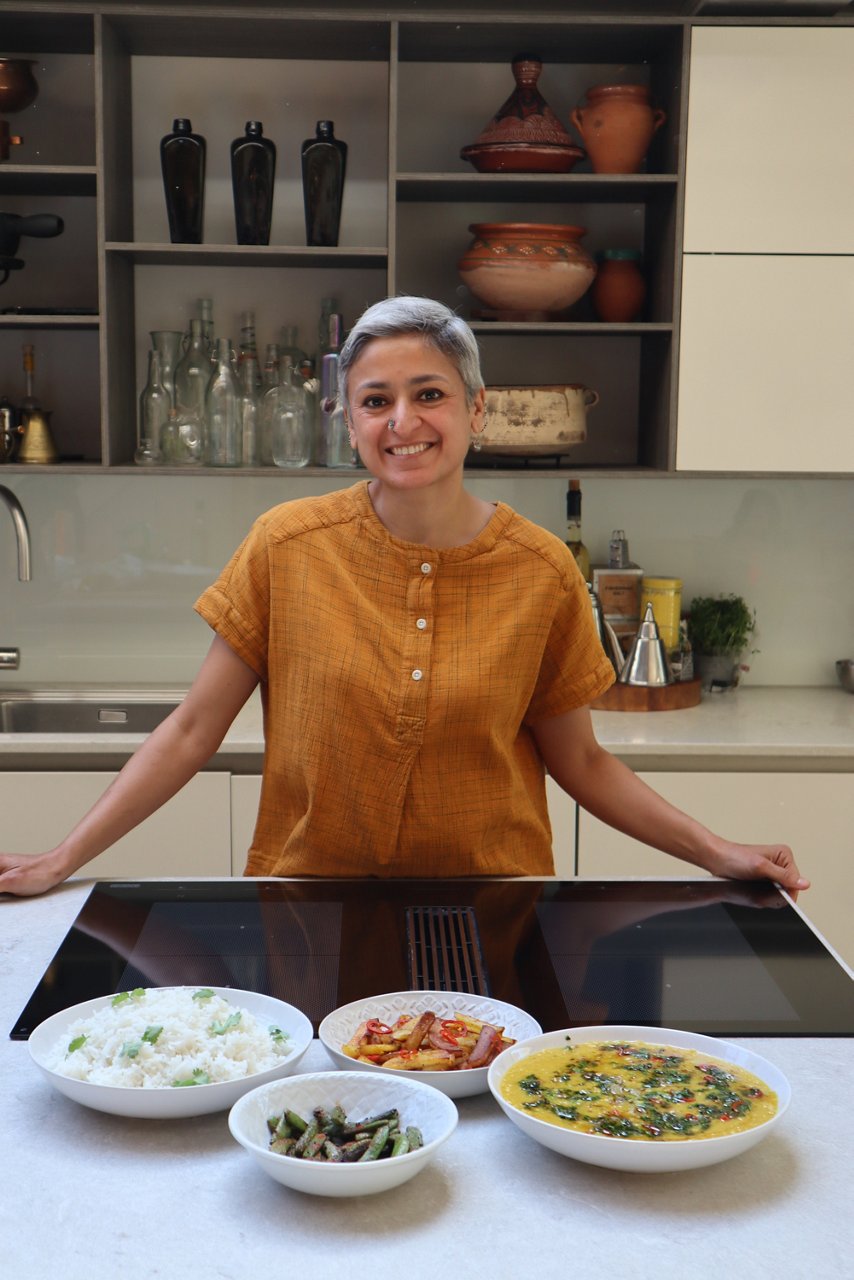 Chetna with her recipes cooked in the Franke kitchen