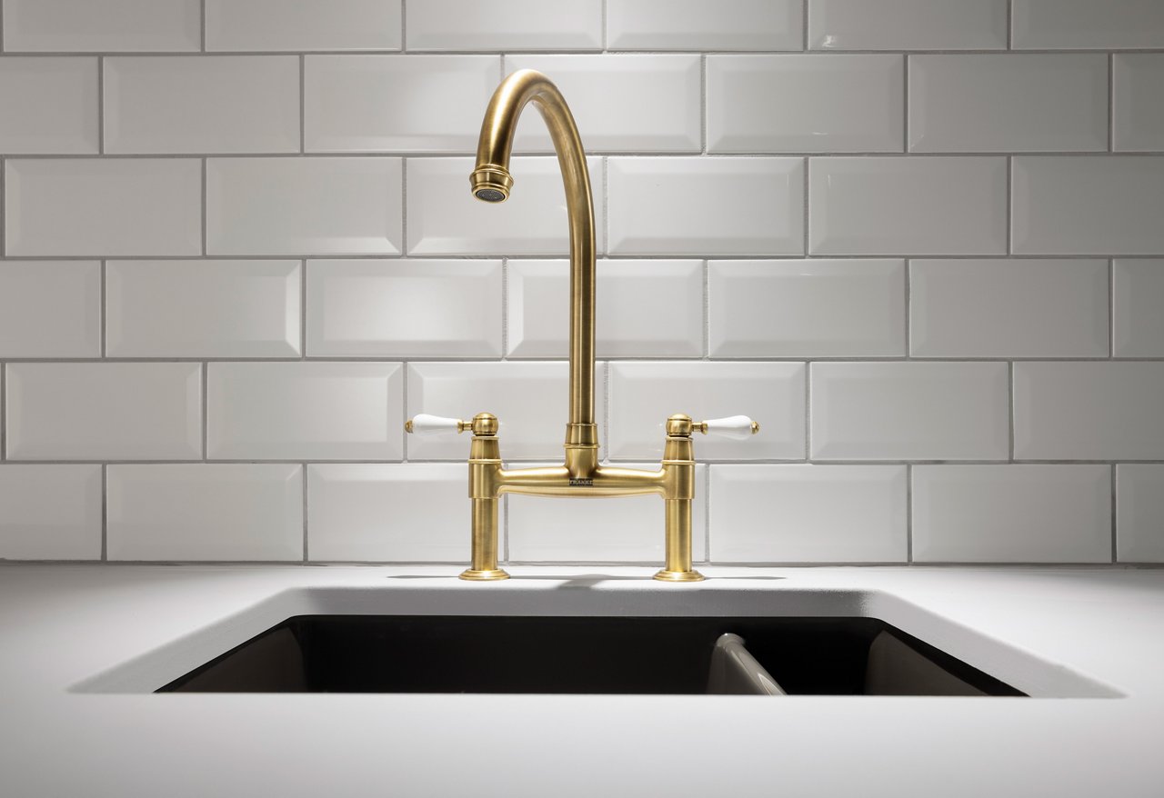 Gloriana Classic Bridge Lever tap in Brass from the Heritage Collection
