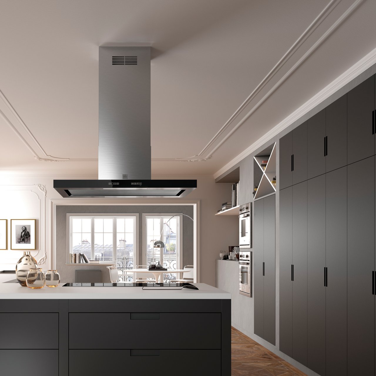 hotte inox îlot design roblin