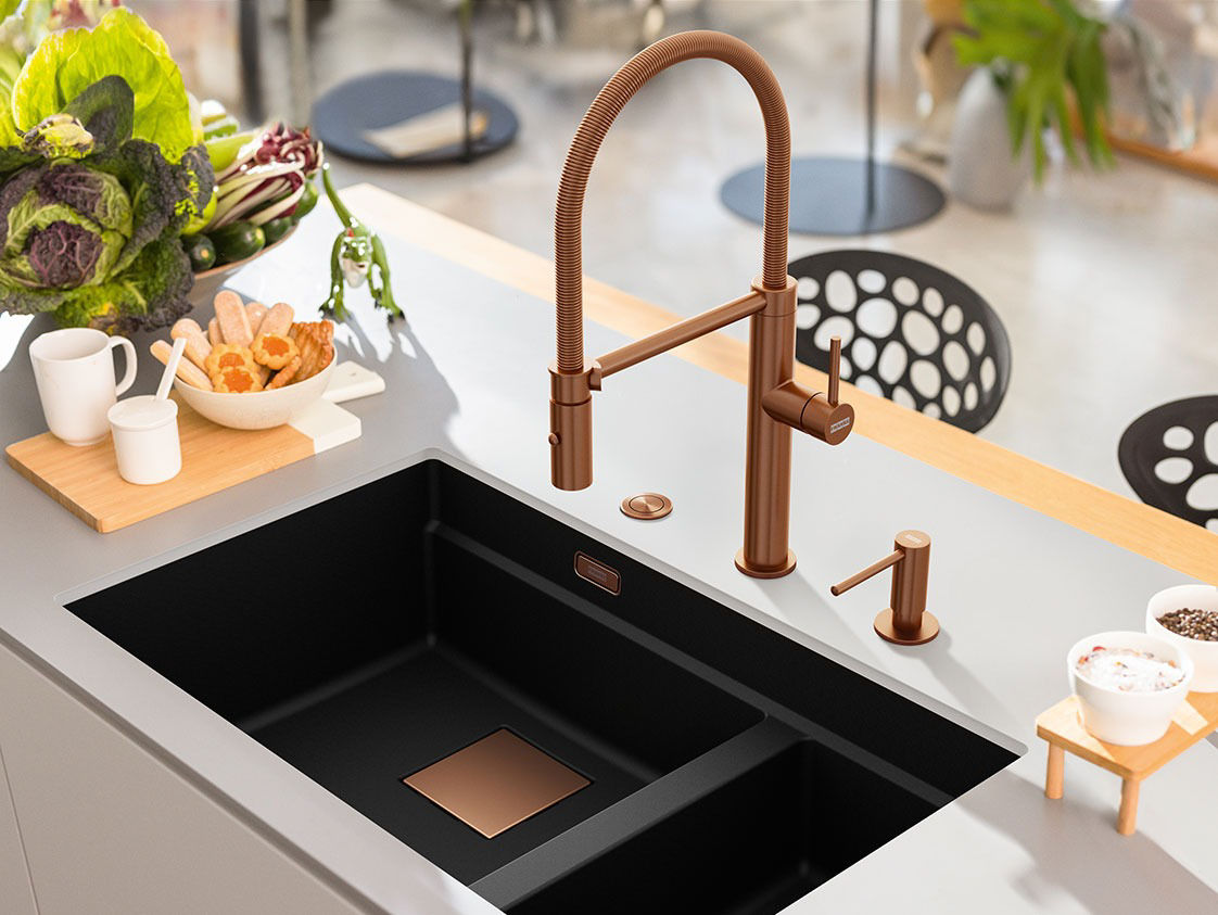 Franke Pescara kitchen tap in Copper color