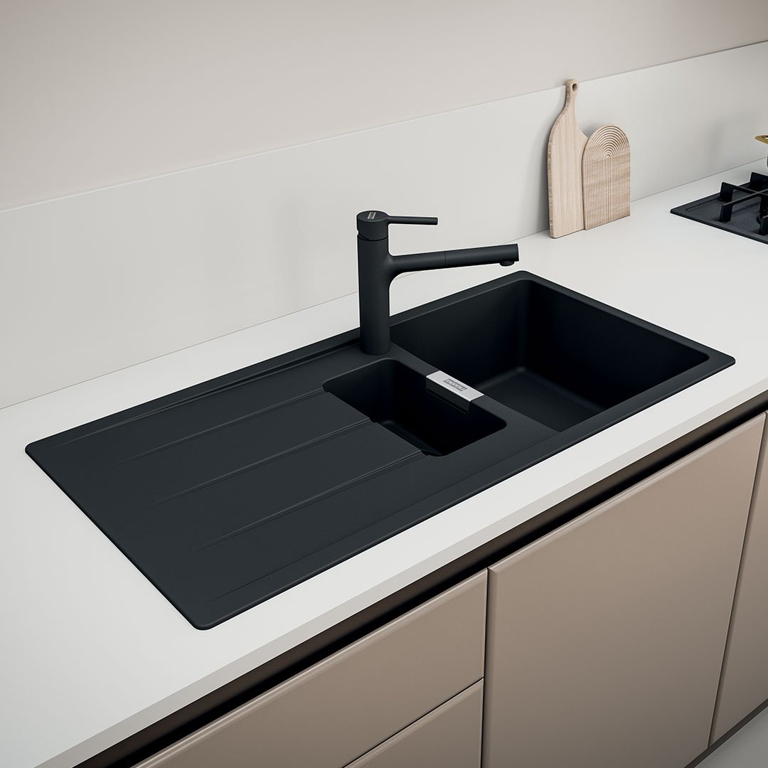 Centro CNG Fragranite Matt Black Inset sink