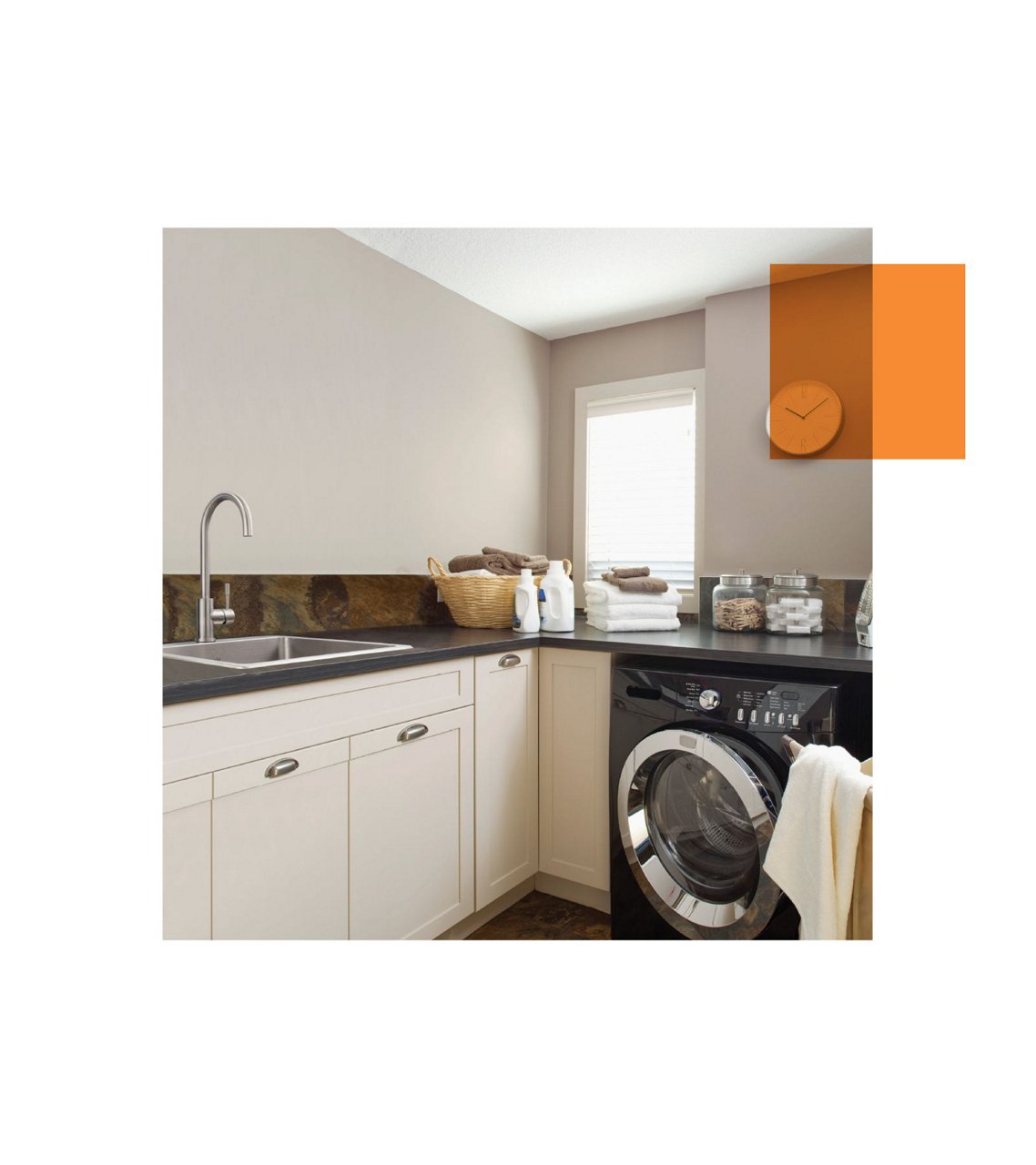 Laundry room with a stainless steel single bowl utility sink