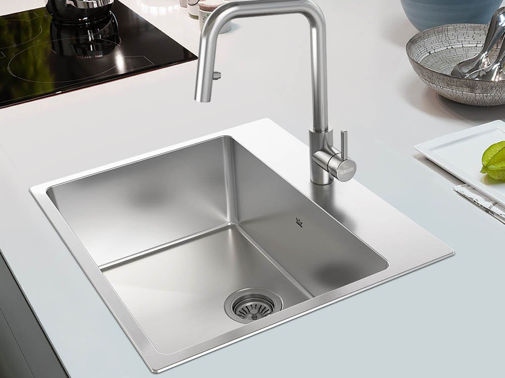 Kindred drop in stainless steel prep sink with stainless steel faucet