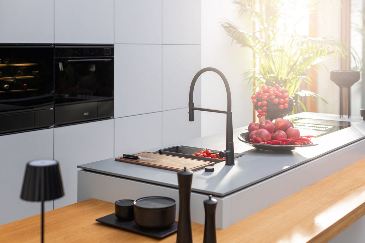 Franke kitchen tap installed on a kitchen island