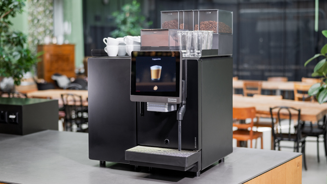 Franke Coffee Systems, fully automatic coffee machine, New A Line in a restaurant area, cappuccino 