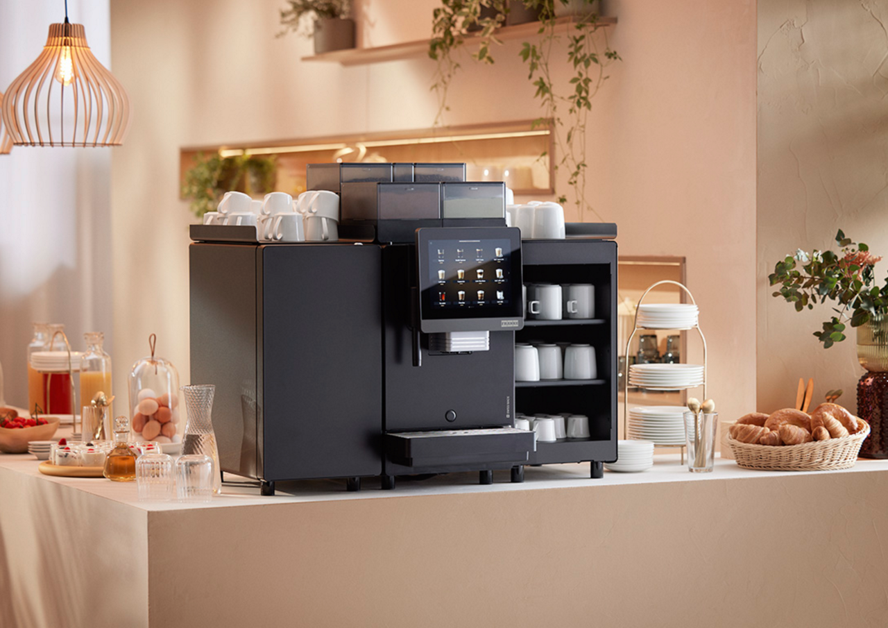 Franke Coffee Systems, fully automatic coffee machine, New A Line in a hotel breakfast area on a table