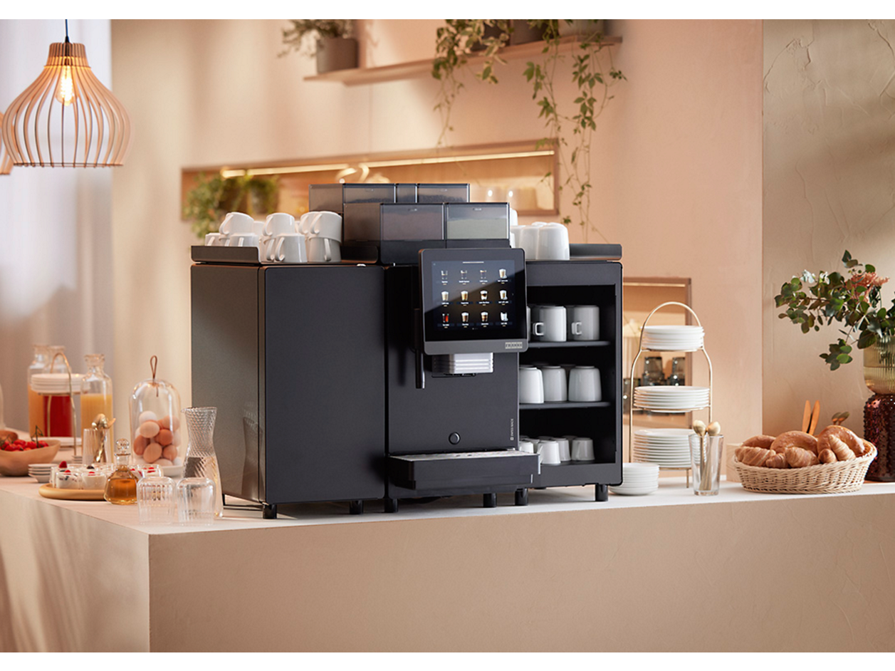 Franke Coffee Systems, fully automatic coffee machine, New A Line in a hotel breakfast area on a table