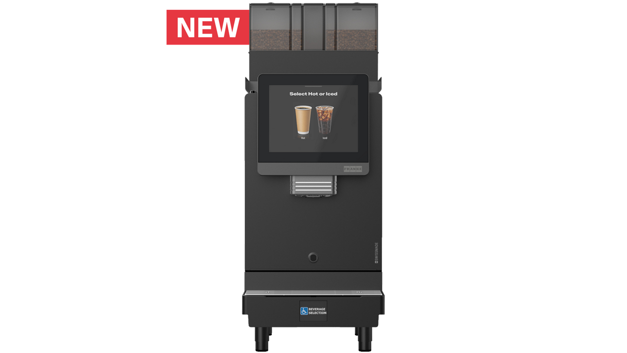 Franke Coffee Systems, fully automatic coffee machine, New A Line, front view, onyx color