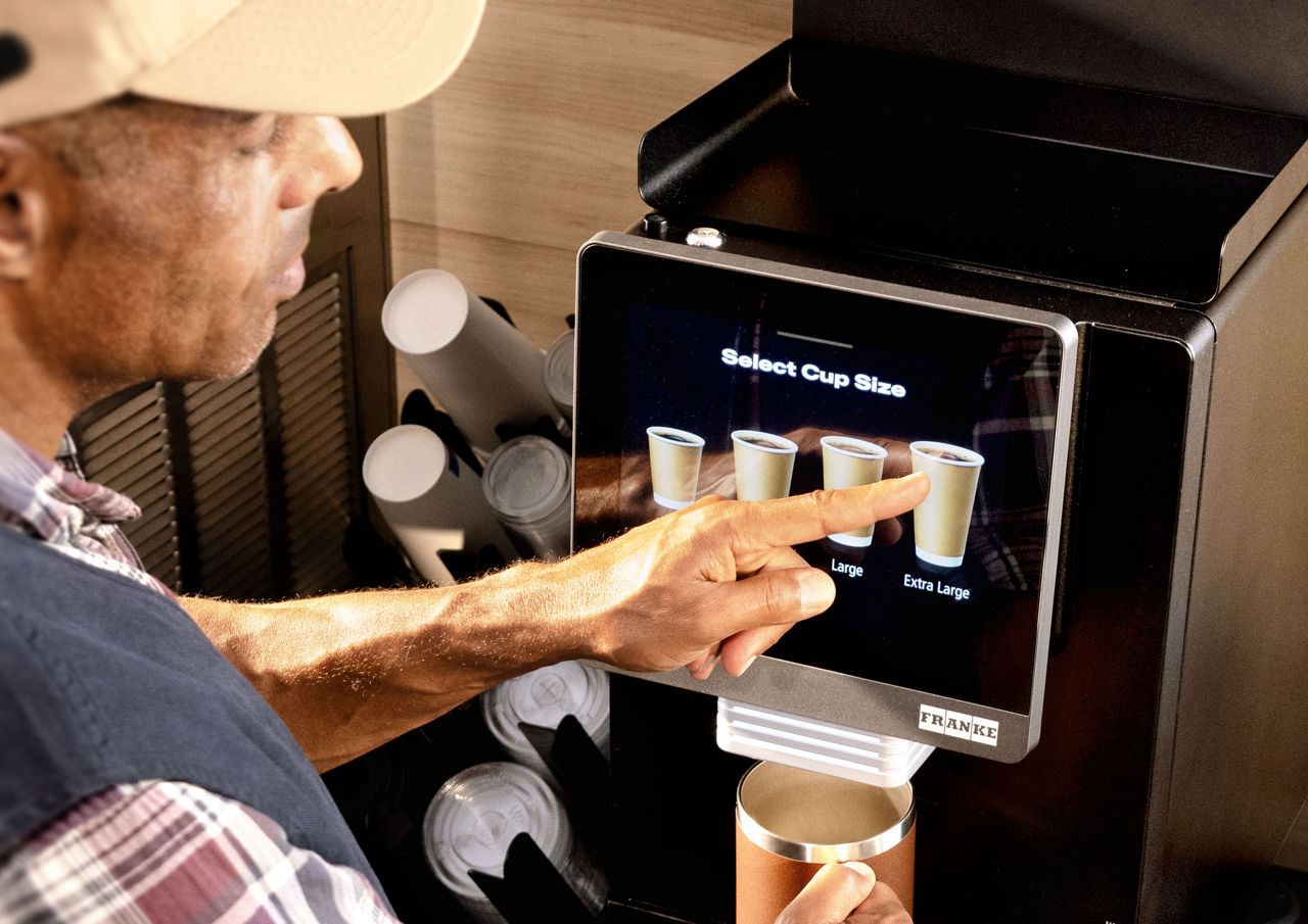 Selecting a beverage on the coffee machine display
