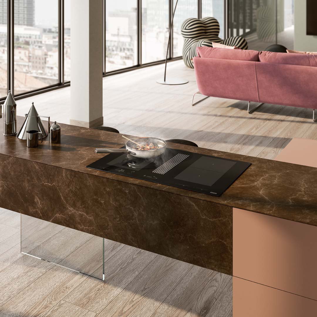 Franke hob extractor installed on a kitchen island