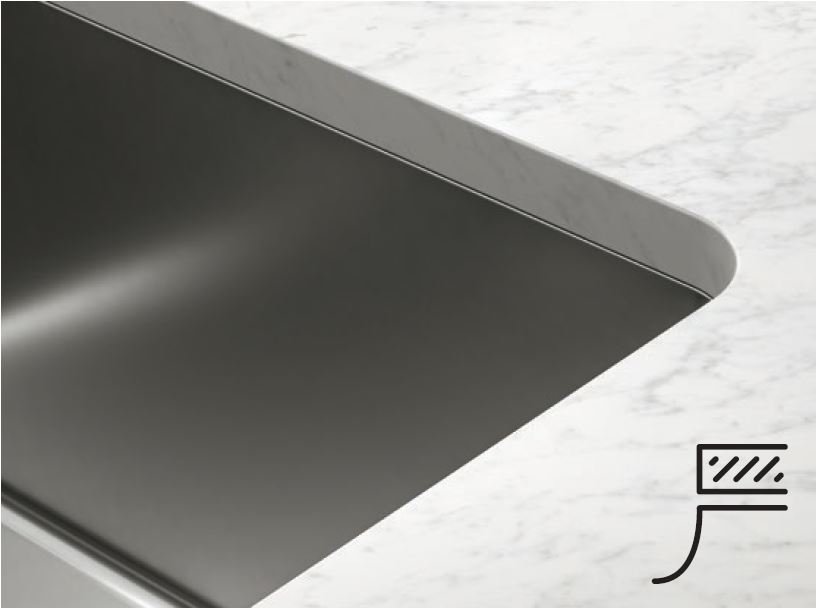 Zdjęcie przedstawia rant zlewozmywaka montowanego pod blatem