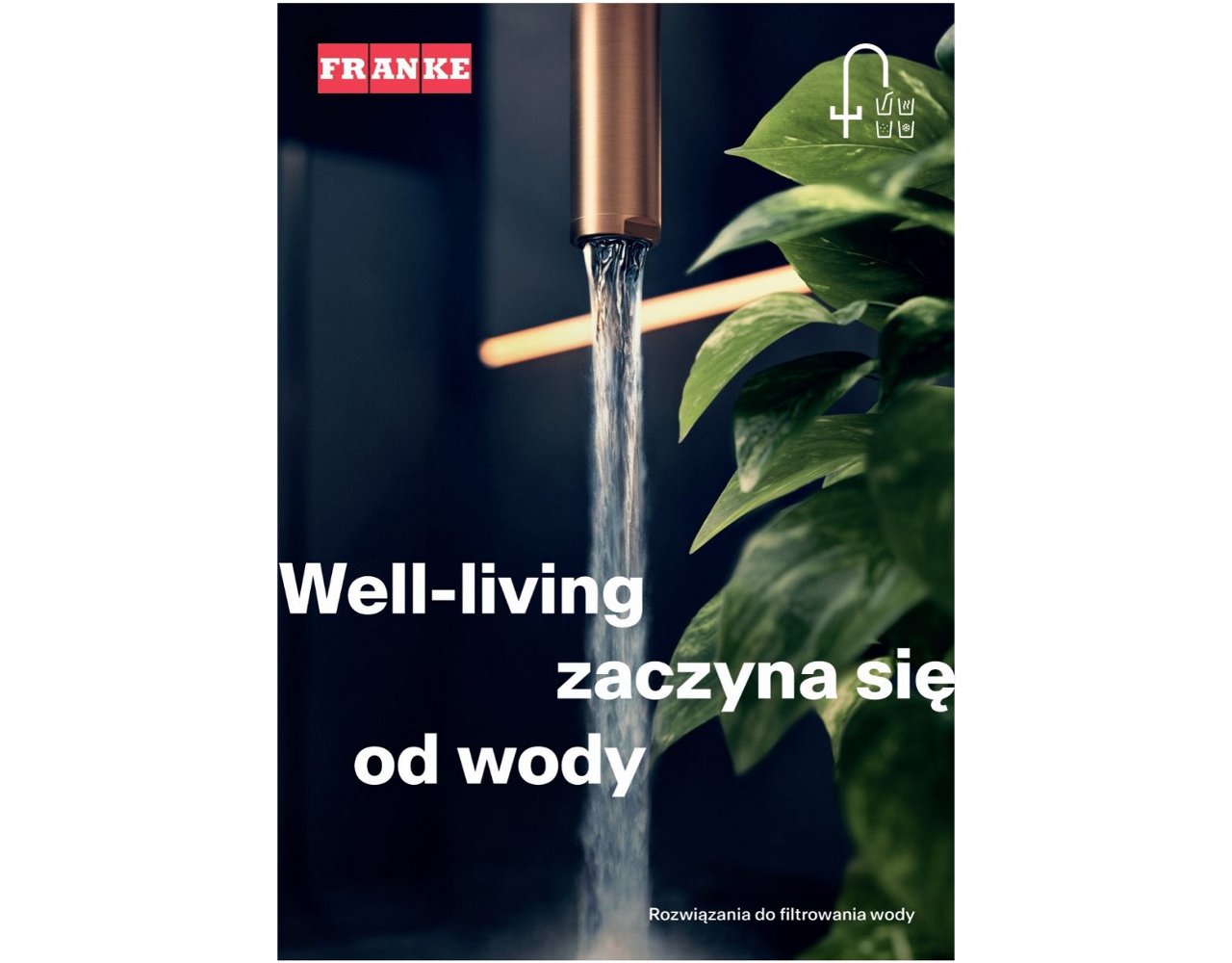 okładka ulotki well living wszystko zaczyna się od wody, na temat rozwiązań do filtrowania wody