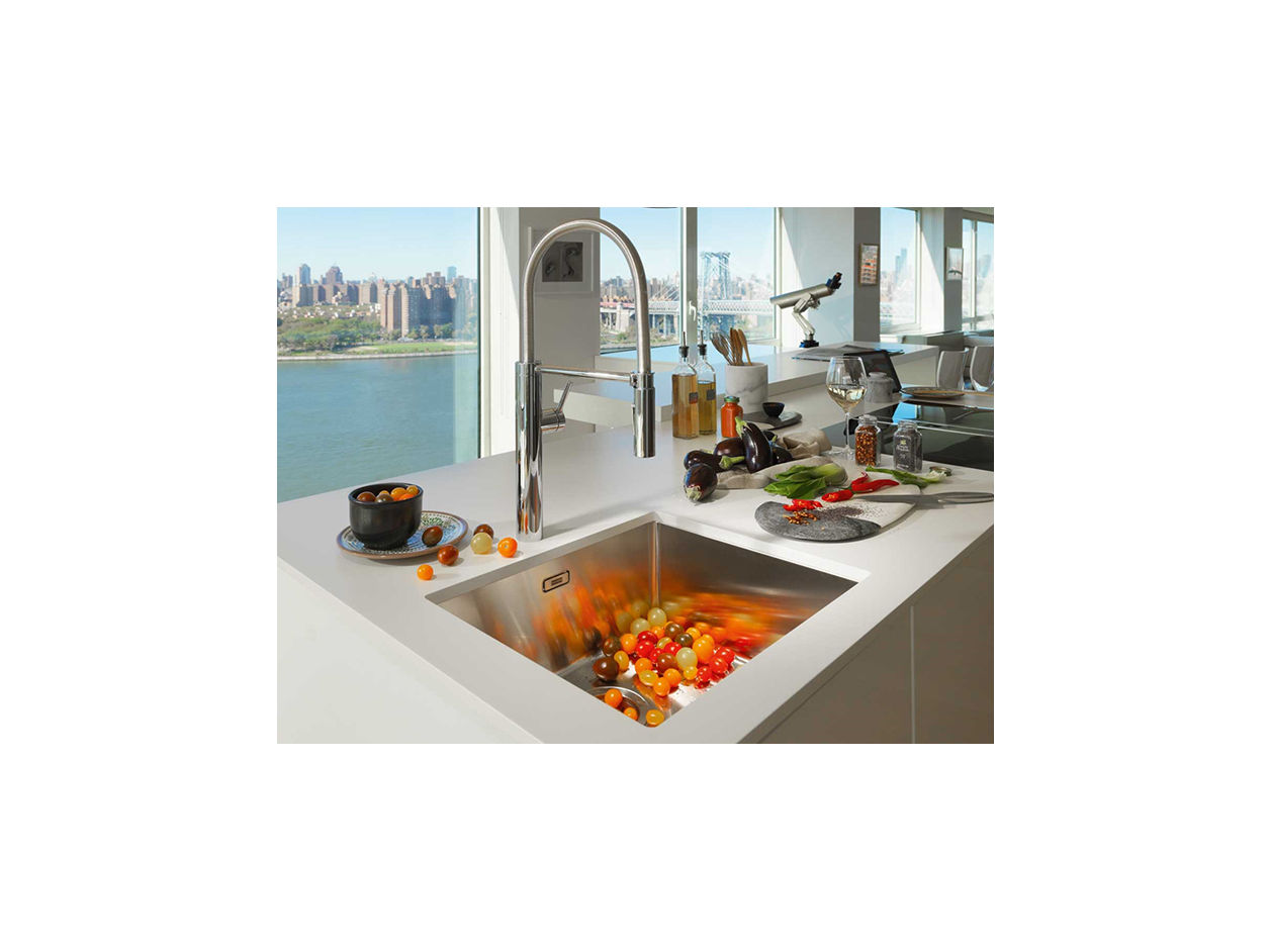 pescara professional tap and sink full of cherry tomatoes