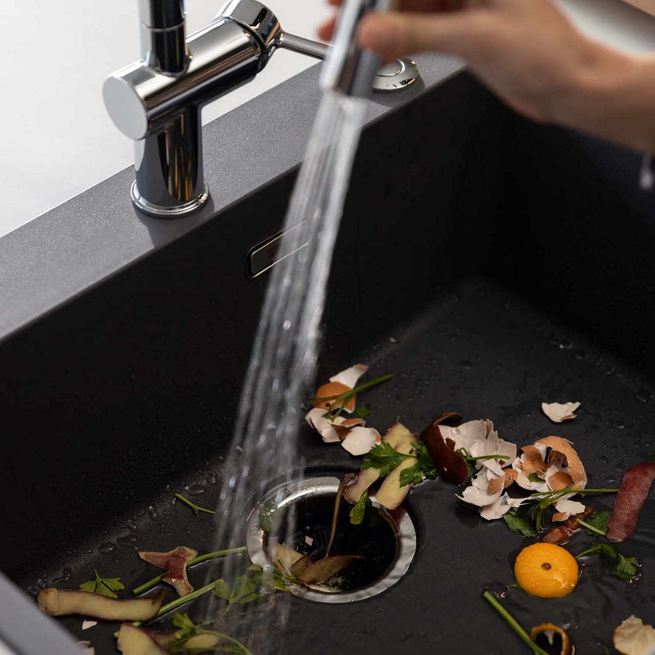 Food waste disposer in use
