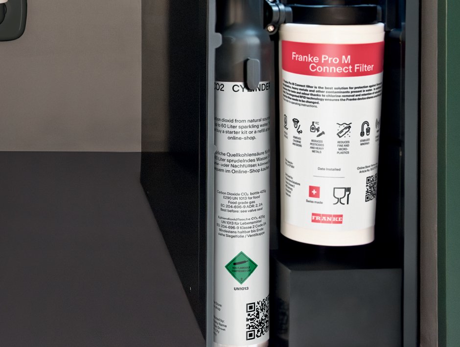 Балон з газом і фільтр для води